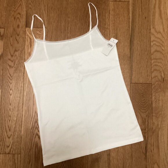 NWT ANN TAYLOR STRETCH CAMI CAMISOLE TOP WHITE SMALL LAYERING SLEEVELESS TANK - Picture 2 of 3